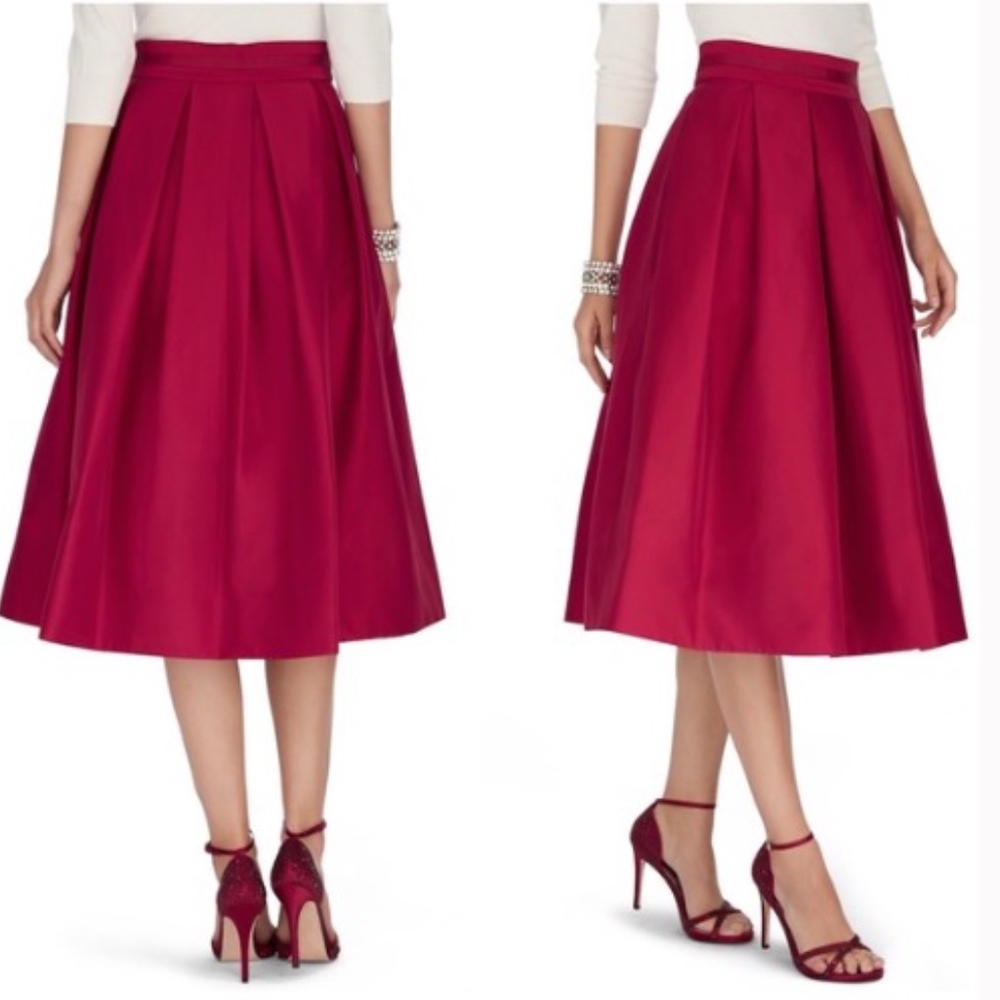 WHBM | Full Taffeta Red Midi Skirt Size 4 NWT